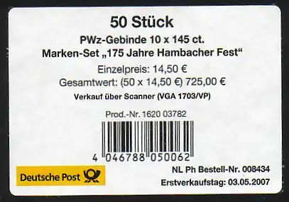 68 MH Hambacher Fest, banderole pour 50 M H, type I