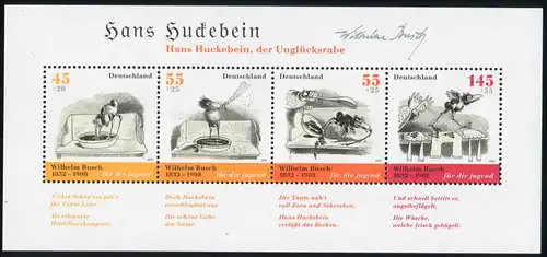 Block 71 Dichter und Zeichner Wilhelm Busch - Hans Huckebein postfrisch ** / MNH