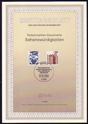 Ersttagsblätter ETB Bund Jahrgang 1988 Nr. 1 - 33 komplett