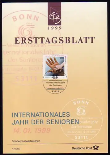 Bulletins de première journée ETB Bund millésime 1999 N° 1 - 39 complet