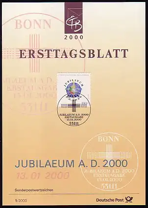 Bulletins de première journée ETB Bund millésime 2000 n° 1 - 53 complet