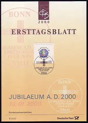 Ersttagsblätter ETB Bund Jahrgang 2000 Nr. 1 - 53 komplett