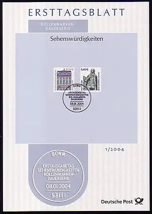 Ersttagsblätter ETB Bund Jahrgang 2004 Nr. 1 - 39 komplett