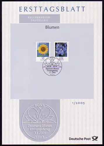 Bulletins de première journée ETB Bund millésime 2005 N° 1 - 44 complet