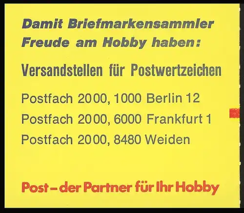 22IadK3 MH BuS 1980 Buchdruck - mit Zählbalken ** postfrisch