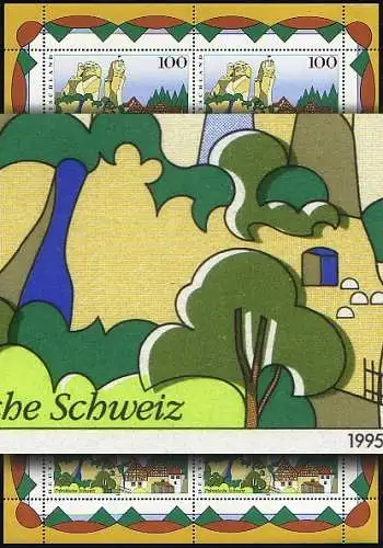 1807 Fränkische Schweiz-Kleinbogen: Passerverschiebung olivgrün und hellgrün **