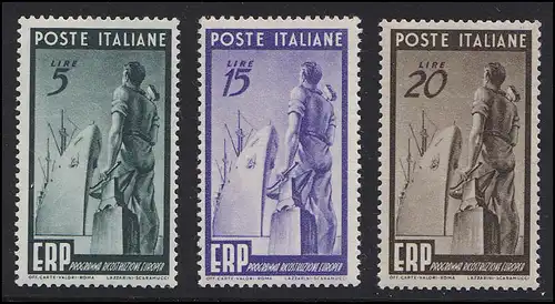 774-776 Marshall-Plan 1949 ERP Italie, série fraîche ** / MNH