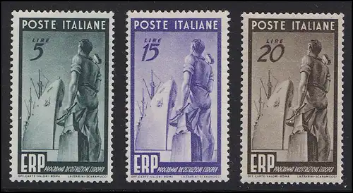 774-776 Marshall-Plan 1949 ERP Italien, Satz postfrisch ** / MNH