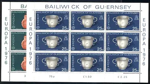 Europaunion 1976 GB-Guernsey 133-134 als Kleinbogen-Satz ** / MNH