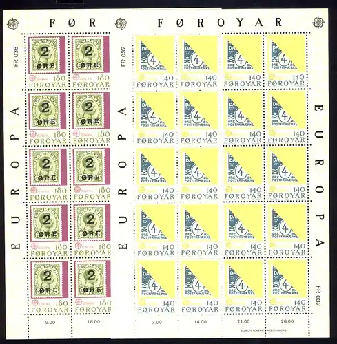Europaunion 1979 Dänemark-Färöer 43/44 als Kleinbogen-Satz ** / MNH