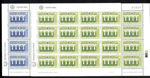 Europaunion 1984 Zypern 611-612 als Bogen-Satz postfrisch ** / MNH