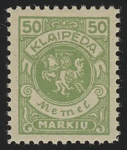 Memel 145 Wappenreiter 50 M 1923, ** postfrisch geprüft