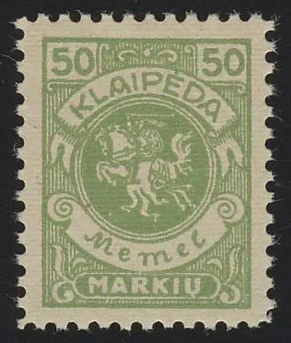 Memel 145 Wappenreiter 50 M 1923, ** postfrisch geprüft