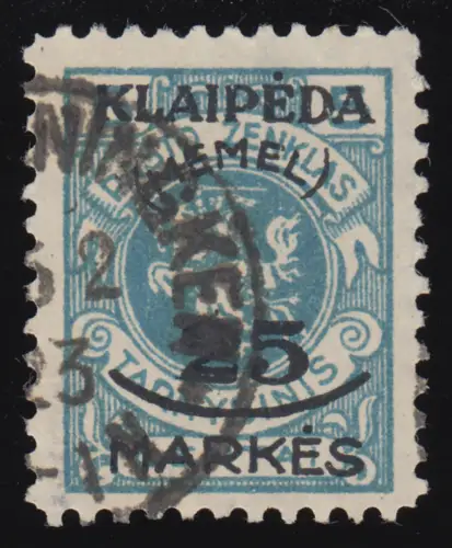 Memel 125 Aufdruck 25 M auf 5 C 1923, O geprüft