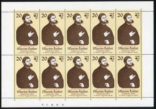 2755III Luther 20 Pf: trou dans M, champ 4 dans KB, **