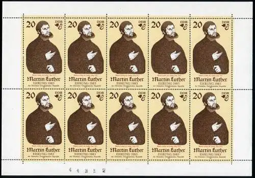 2755IV Luther 20 Pf im Kleinbogen IV mit c statt e, Feld 8, postfrisch **