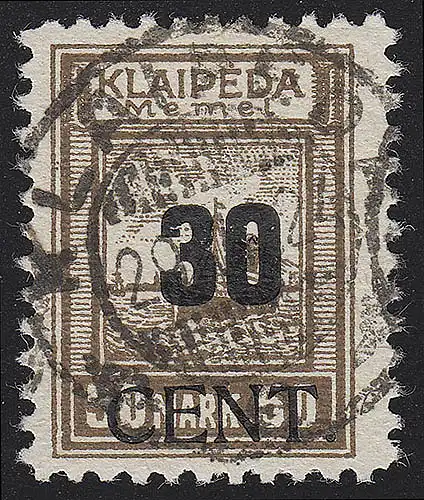 Memel 194 Aufdruck 30 Cent auf 50 Mark 1923, O geprüft