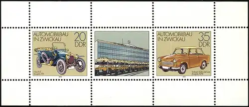 2412-2413 Automobilbau in Zwickau - Kleinbogen 1979, postfrisch