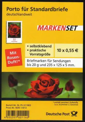 FB 7 rose de jardin avec parfum autocollant, feuille 10x2675, **