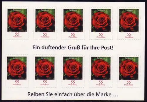 FB 7 Gartenrose mit Duft, selbstklebend, Folienblatt 10x2675, **