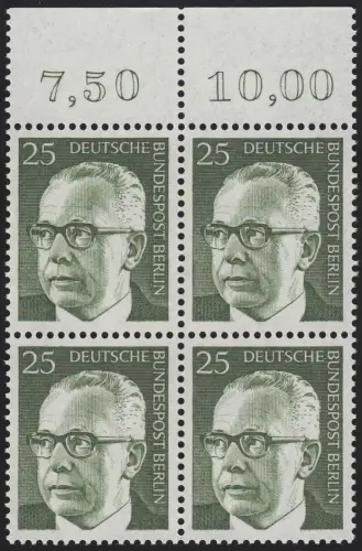 393 Heinemann 25 Pf OR-Viererblock, postfrisch **