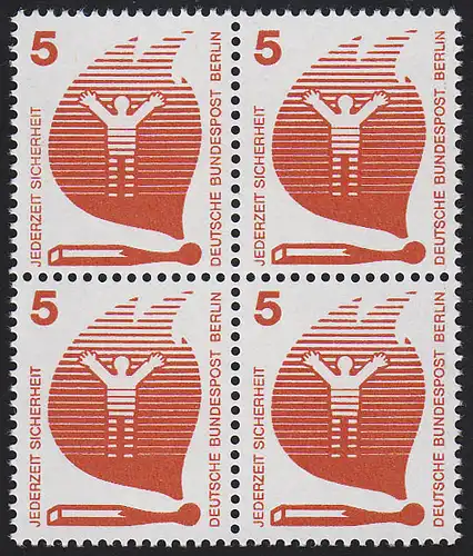 402 Unfallverhütung 5 Pf Viererblock ** postfrisch