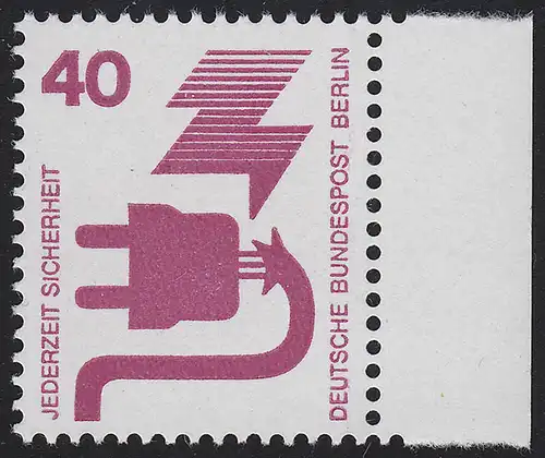407 Unfallverhütung 40 Pf Seitenrand re. ** postfrisch