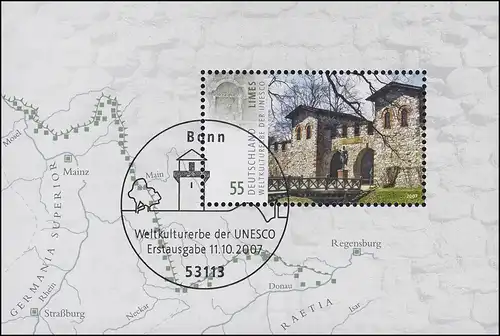 Block 72 Limes 2007 - schönste Ausgabe 2007, ESSt Bonn Weltkulturerbe UNESCO