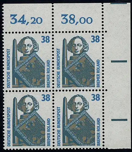 1400 SWK 38 Pf Eck-Vbl. or ** Postfraîchissement