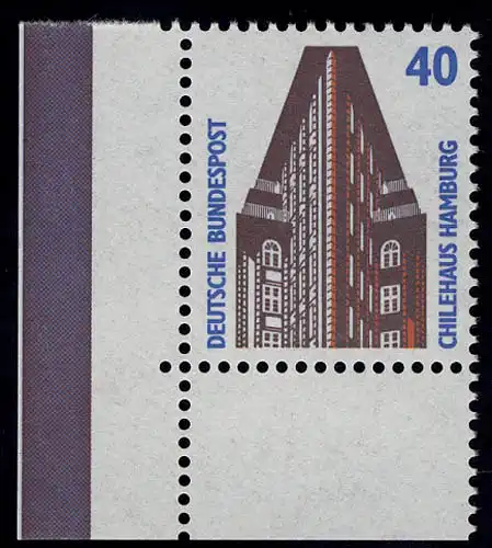 1379 SWK 40 Pf Ecke ul OHNE Naht ** postfrisch