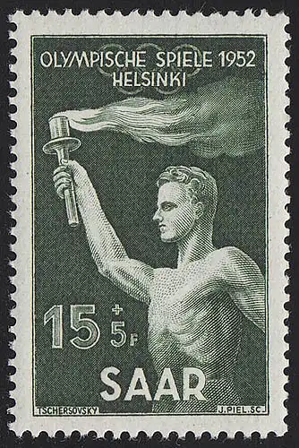 Saarland 314 Olympiade Helsinki 15 Fr 1951, ** postfrisch
