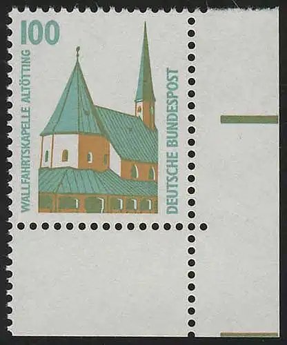 1406v WEISSE GUMMIERUNG 100 Pf Ecke ur ** postfrisch