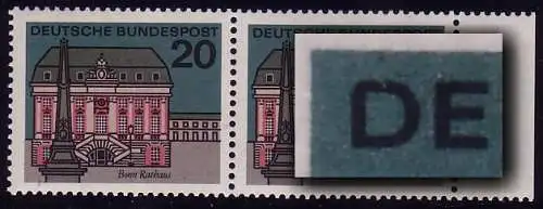 424 Bonn - PLF D in DEUTSCHE links oben abgerundet, ** postfrisches Paar