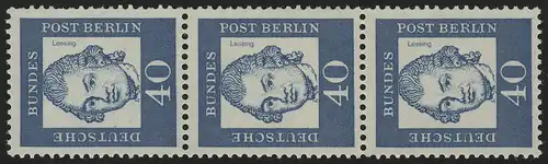 207 Bed. Deutsche 40 Pf ungerade 4-stellig, 3er-Streifen + Nr. **