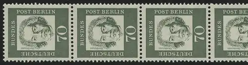 210 Bed. Deutsche 70 Pf, 5er-Streifen + Nr. ** postfrisch