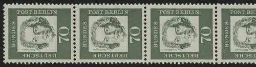 210 Bed. Deutsche 70 Pf, 5er-Streifen + Nr. ** postfrisch