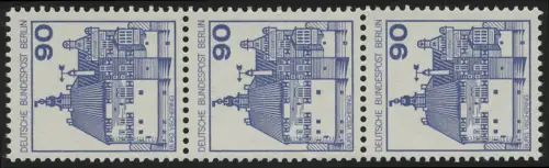 588 BuS alte Fluo 90 Pf, 3er-Streifen + Nr., postfrisch **