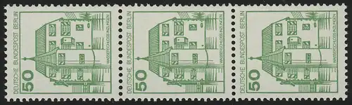 615 BuS alte Fluo 50 Pf, 3er-Streifen + Nr. **