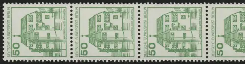 615 BuS vieux Fluo 50 Pf, bandes de 5 + n° **
