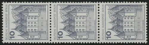 532I BuS neue Fluo 10 Pf, 3er-Streifen + Nr., postfrisch **