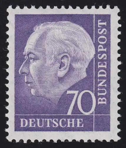 263w Heuss II 70 Pf caoutchouc lisse du rouleau, marque unique + n° **