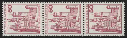 916 BuS alte Fluo 50 Pf, 3er-Streifen + Nr. **