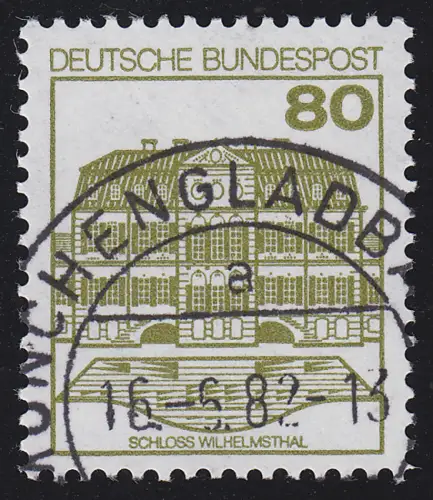 1140I BuS neue Fluo 80 Pf 500er, Einzelmarke + Nr. gestempelt O