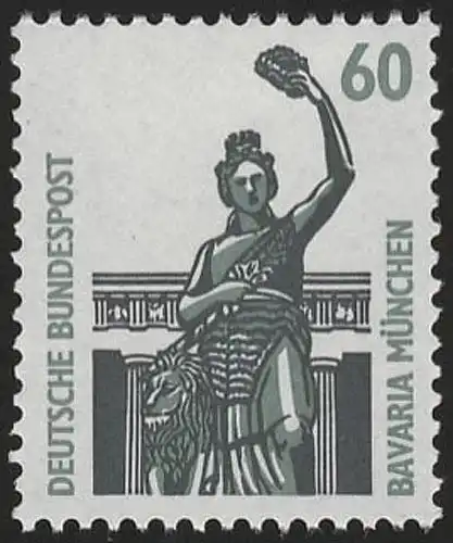 1341u SWK gelbe Gummierung 60 Pf aus 500er-Rolle, Einzelmarke + Nr. **