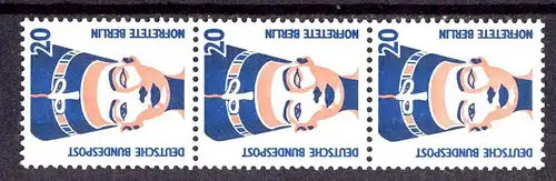 1398u SWK gelbe Gum. 20 Pf 300er-Rolle, 3er + Nr. **