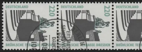 1936 SWK neue Nr. 220 Pf, 5er-Streifen + Nr. gestempelt O