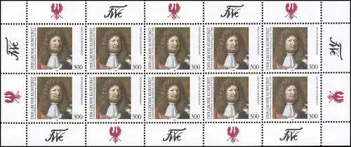 1781 Großer Kurfürst: klassicher Schmitzdruck im kompletten Kleinbogen, **
