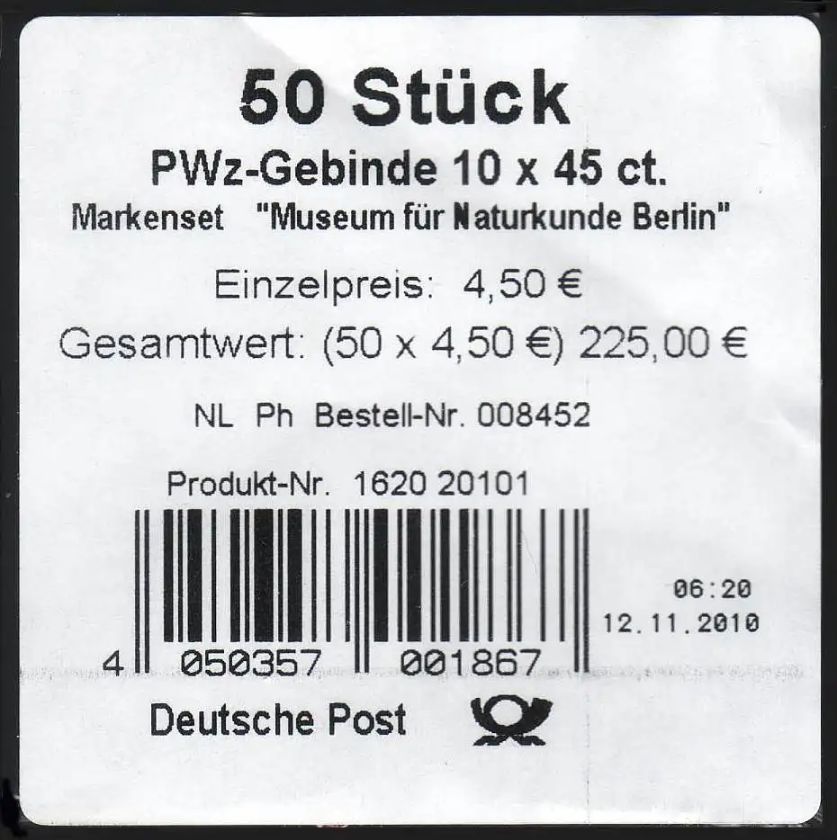 2780 Museum Berlin sk, Banderole pour 50 pièces, Type III