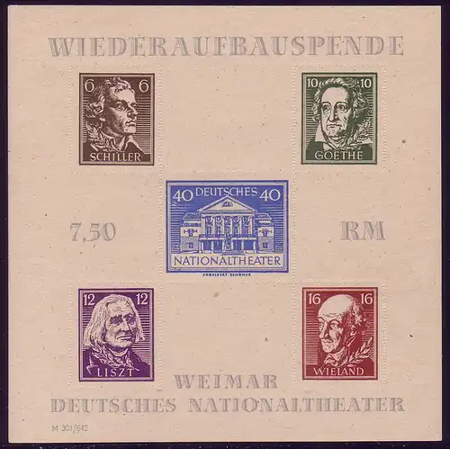 Block 3Baya Wiederaufbau durchstochen, ohne WZ, Plattentype I, **