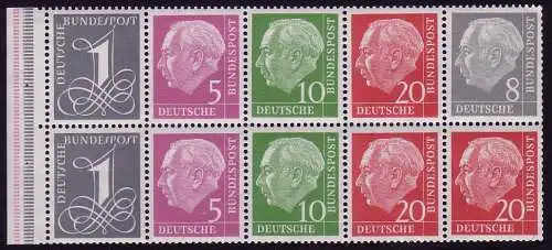 HBl. 8YII aus MH 4YII Heuss & Ziffern, RLV II, ** postfrisch